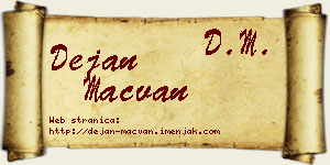 Dejan Mačvan vizit kartica
